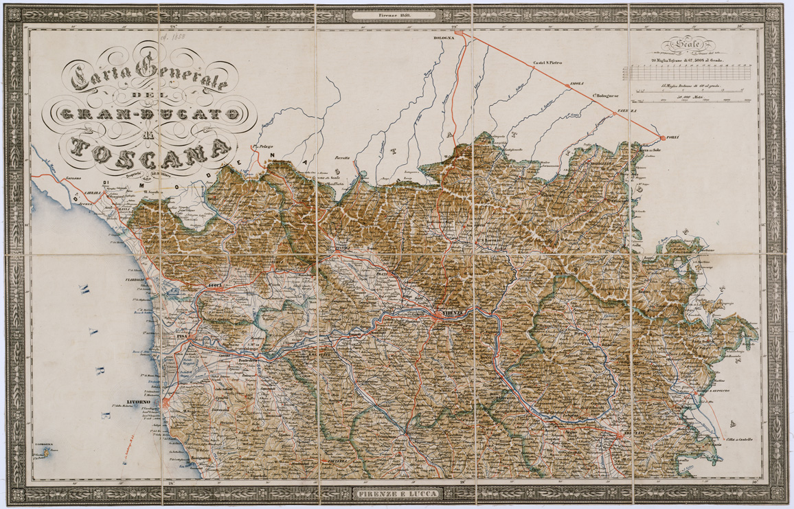 (N:5332) CARTA GENERALE DEL GRANDUCATO DI TOSCANA PROPRIETA' DELLA LIT. MILITARE - Coll. Pasqui n. 21 e 21 bis - Foglio Nord (B0000127) Carte e stampe antiche: riproduzione a colori su carta (formato A1)