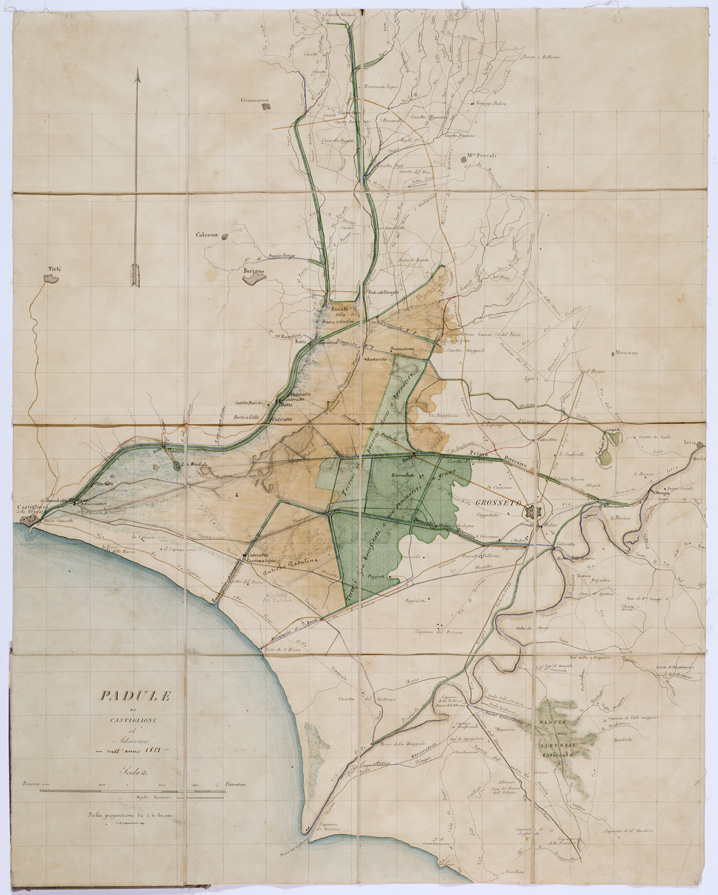 (N:13559) PIANTA DEL PADULE DI CASTIGLIONI ED ADIACENZE I. E R. LABORATORIO - Castiglione della Pescaia (B0000133, B0000134) Carte e stampe antiche: riproduzione a colori su carta (formato A1)
