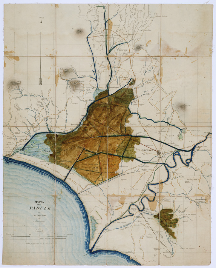 (N:13559) PIANTA DEL PADULE DI CASTIGLIONI ED ADIACENZE I. E R. LABORATORIO - Castiglione della Pescaia (B0000133, B0000134) Carte e stampe antiche: riproduzione a colori su carta (formato A1)