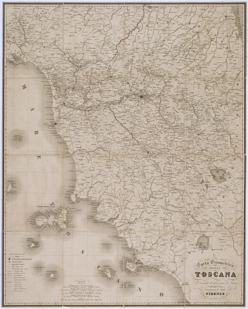 (N:5404) CARTA GEOMETRICA DELLA TOSCANA ACCRESCIUTA DINDICAZIONI ED INCISA DA GIUSEPPE POZZI - Coll. Pasqui n. 20 (B0000135) Carte e stampe antiche: riproduzione a colori su carta (formato A1)