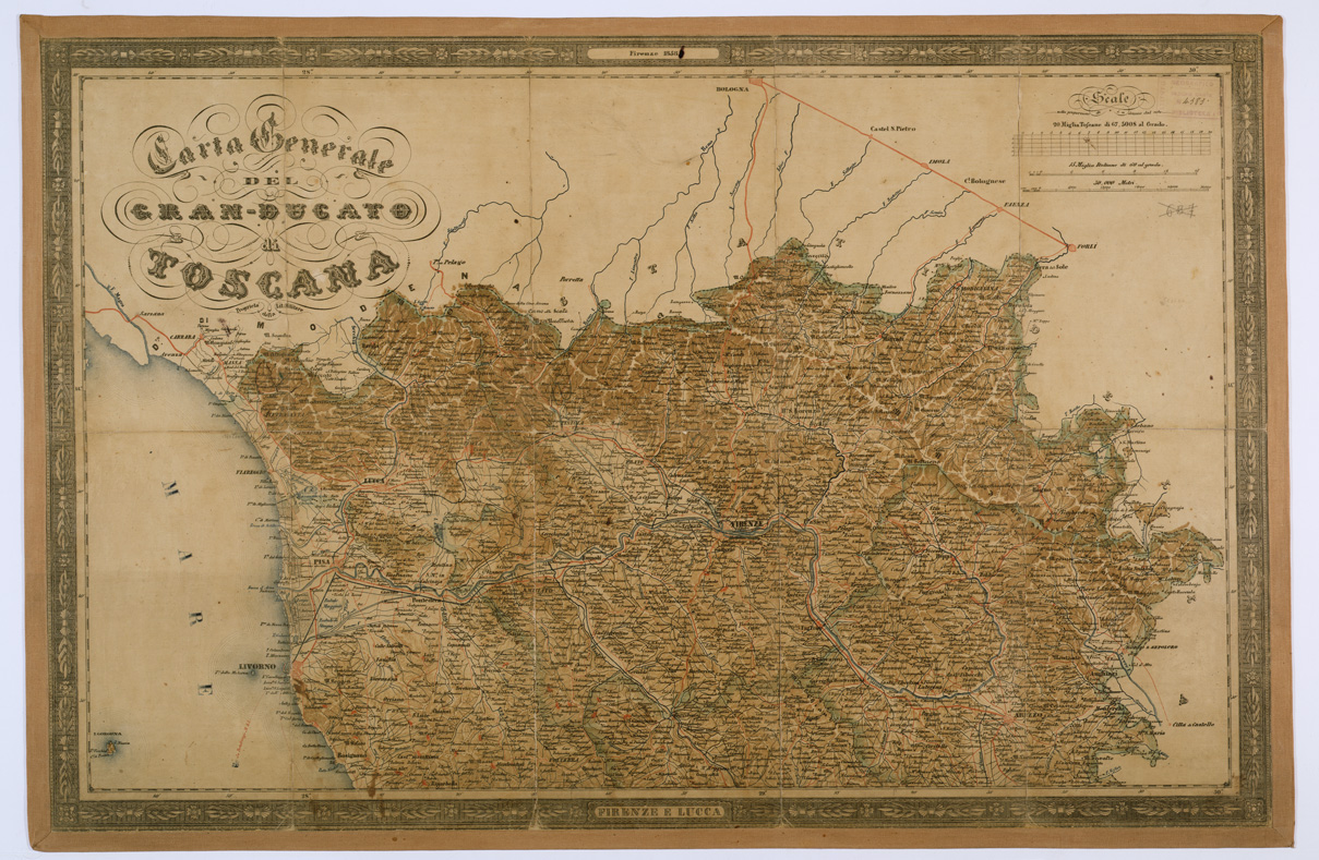 (N:4865) CARTA GENERALE DEL GRANDUCATO DI TOSCANA PROPRIETA' DELLA LIT. MILITARE - Coll. Dainelli n. 4383 e n. 4384 (B0000147) Carte e stampe antiche: riproduzione a colori su carta (formato A1)