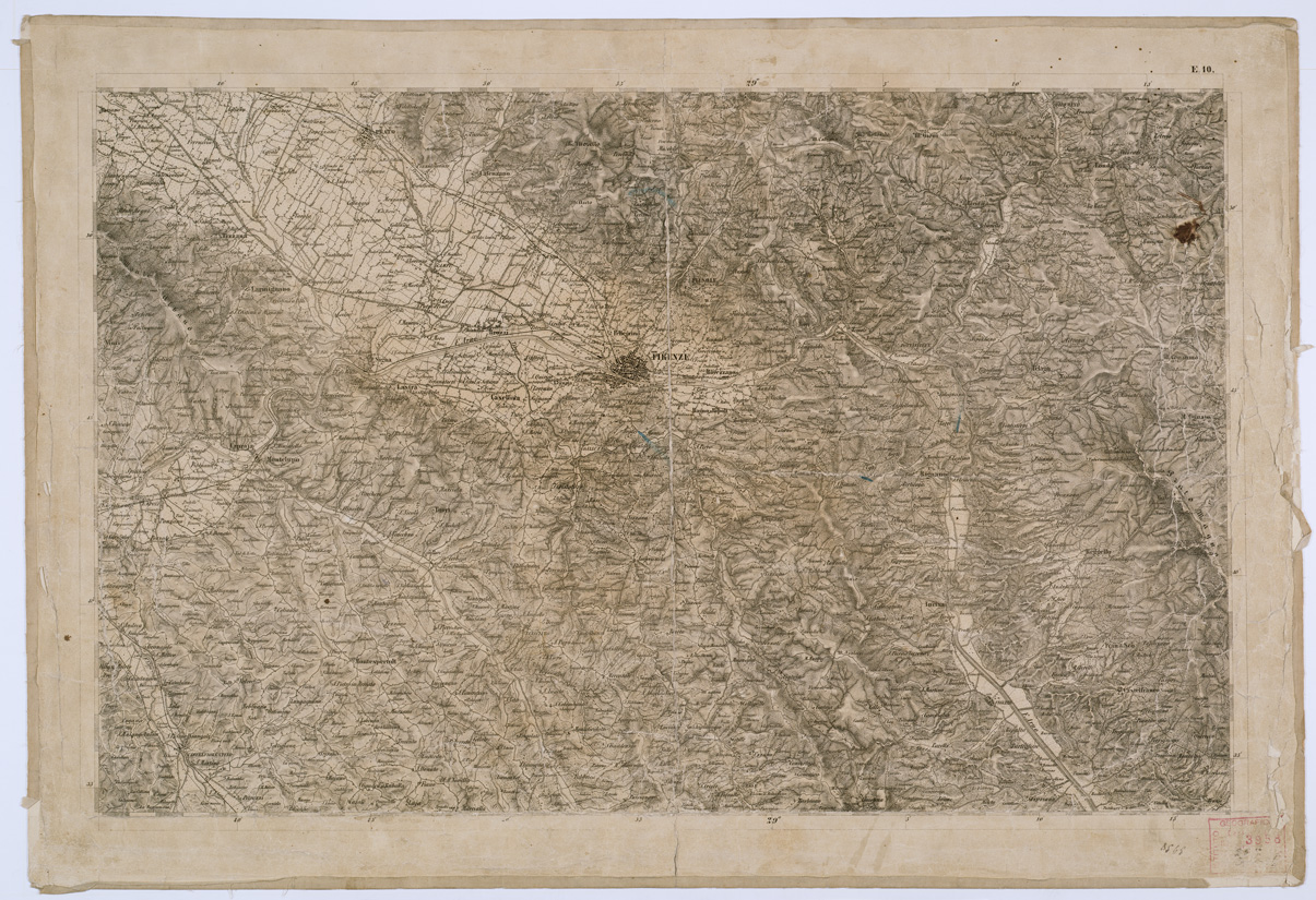 (N:8136) CARTA TOPOGRAFICA DELLO STATO PONTIFICIO E DEL GRAN-DUCATO DI TOSCANA - Tavola E. 10 (B0000188) Carte e stampe antiche: riproduzione a colori su carta (formato A1)