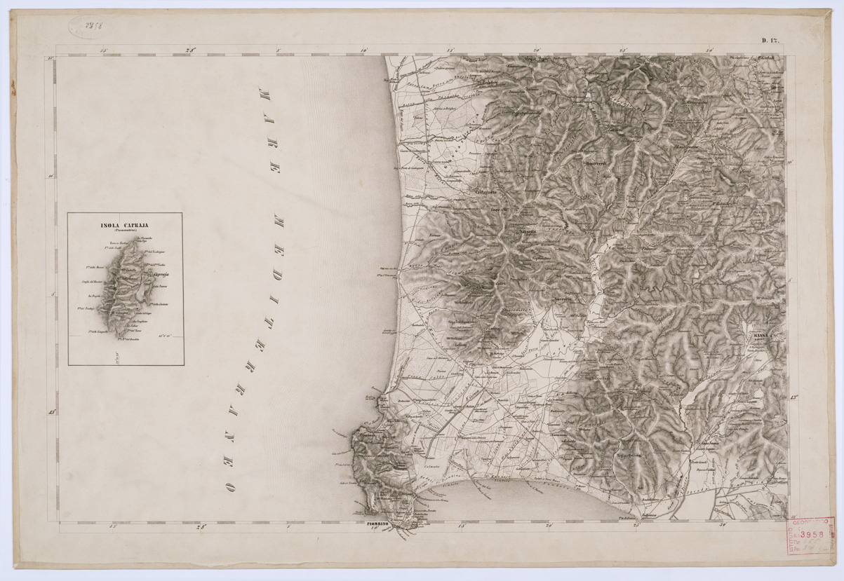 (N:8132) CARTA TOPOGRAFICA DELLO STATO PONTIFICIO E DEL GRAN-DUCATO DI TOSCANA - Tavola D. 12 (B0000194) Carte e stampe antiche: riproduzione a colori su carta (formato A1)