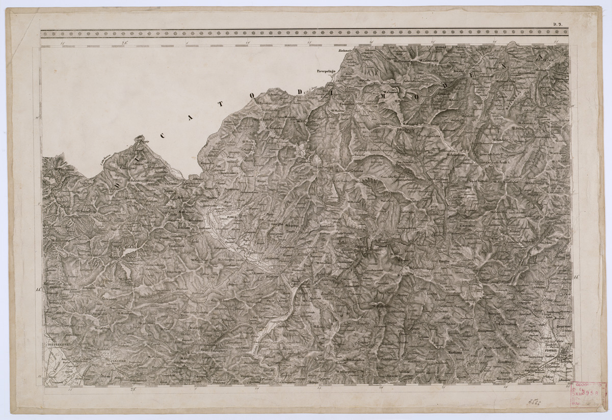 (N:8135) CARTA TOPOGRAFICA DELLO STATO PONTIFICIO E DEL GRAN-DUCATO DI TOSCANA - Tavola D. 9 (B0000196) Carte e stampe antiche: riproduzione a colori su carta (formato A1)