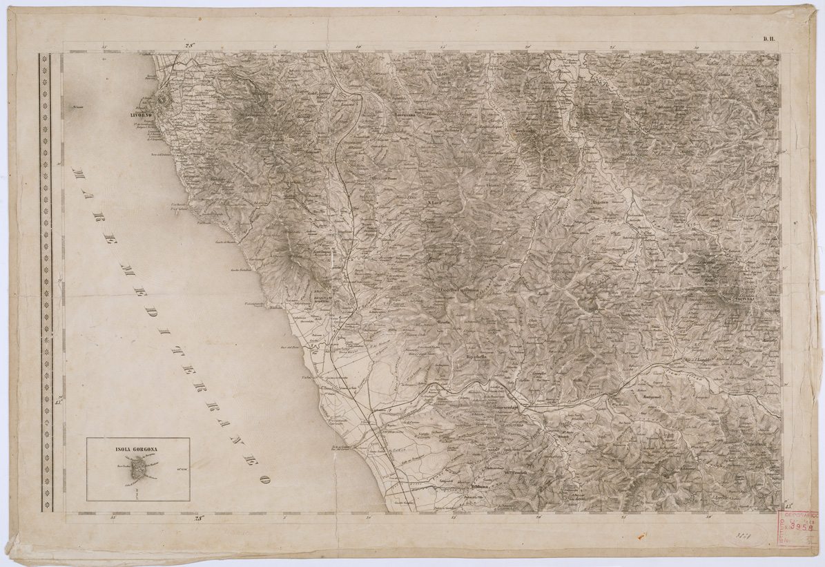 (N:8131) CARTA TOPOGRAFICA DELLO STATO PONTIFICIO E DEL GRAN-DUCATO DI TOSCANA - Tavola D. 11 (B0000197) Carte e stampe antiche: riproduzione a colori su carta (formato A1)