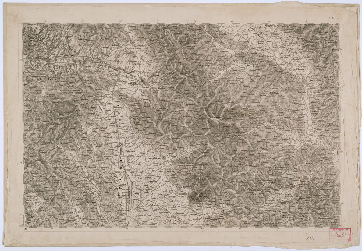 (N:8146) CARTA TOPOGRAFICA DELLO STATO PONTIFICIO E DEL GRAN-DUCATO DI TOSCANA - Tavola F. 11 (B0000199) Carte e stampe antiche: riproduzione a colori su carta (formato A1)