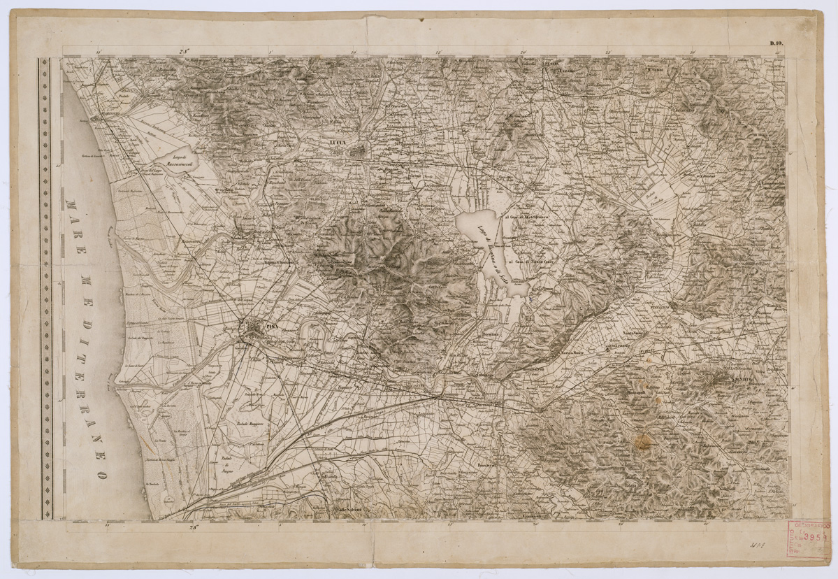 (N:8130) CARTA TOPOGRAFICA DELLO STATO PONTIFICIO E DEL GRAN-DUCATO DI TOSCANA  - Tavola D. 10 (B0000200) Carte e stampe antiche: riproduzione a colori su carta (formato A1)