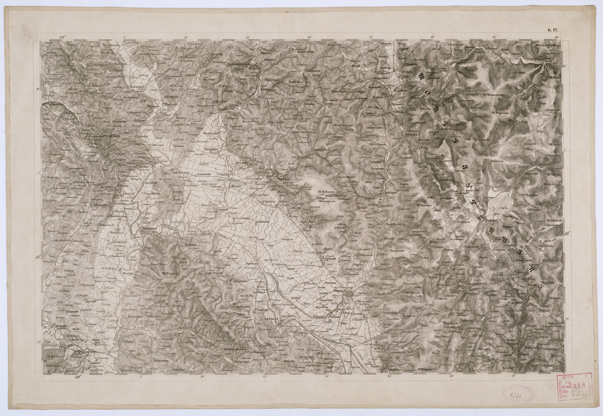 (N:8157) CARTA TOPOGRAFICA DELLO STATO PONTIFICIO E DEL GRAN-DUCATO DI TOSCANA  - Tavola G. 12 (B0000201) Carte e stampe antiche: riproduzione a colori su carta (formato A1)