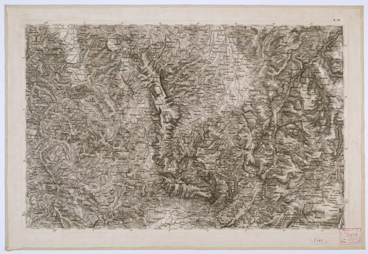 (N:8158) CARTA TOPOGRAFICA DELLO STATO PONTIFICIO E DEL GRAN-DUCATO DI TOSCANA - Tavola G. 13 (B0000202) Carte e stampe antiche: riproduzione a colori su carta (formato A1)