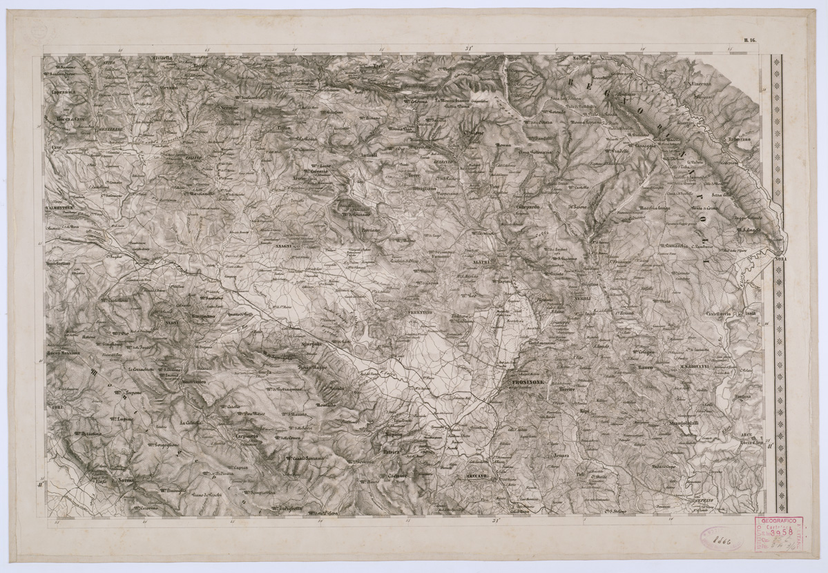(N:8171) CARTA TOPOGRAFICA DELLO STATO PONTIFICIO E DEL GRAN-DUCATO DI TOSCANA - Tavola H. 16 (B0000203) Carte e stampe antiche: riproduzione a colori su carta (formato A1)