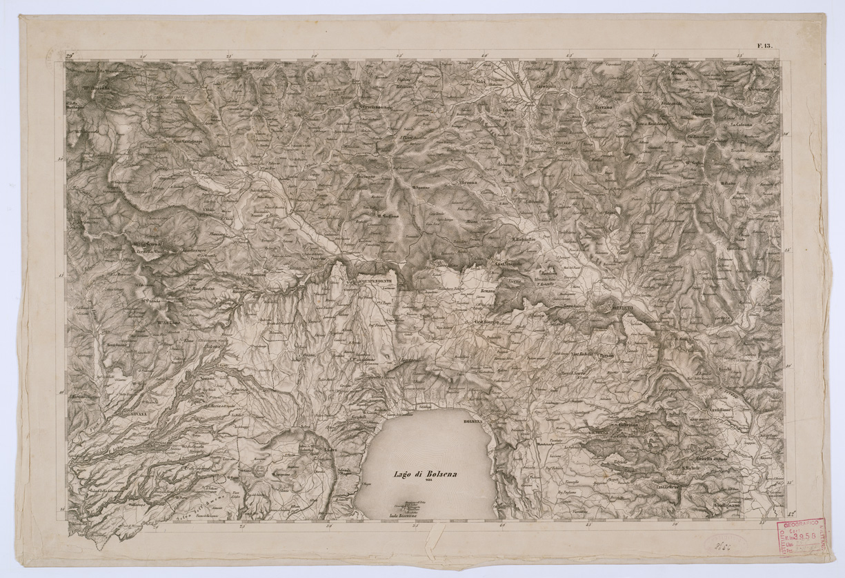(N:8148) CARTA TOPOGRAFICA DELLO STATO PONTIFICIO E DEL GRAN-DUCATO DI TOSCANA - Tavola F. 13 (B0000205) Carte e stampe antiche: riproduzione a colori su carta (formato A1)