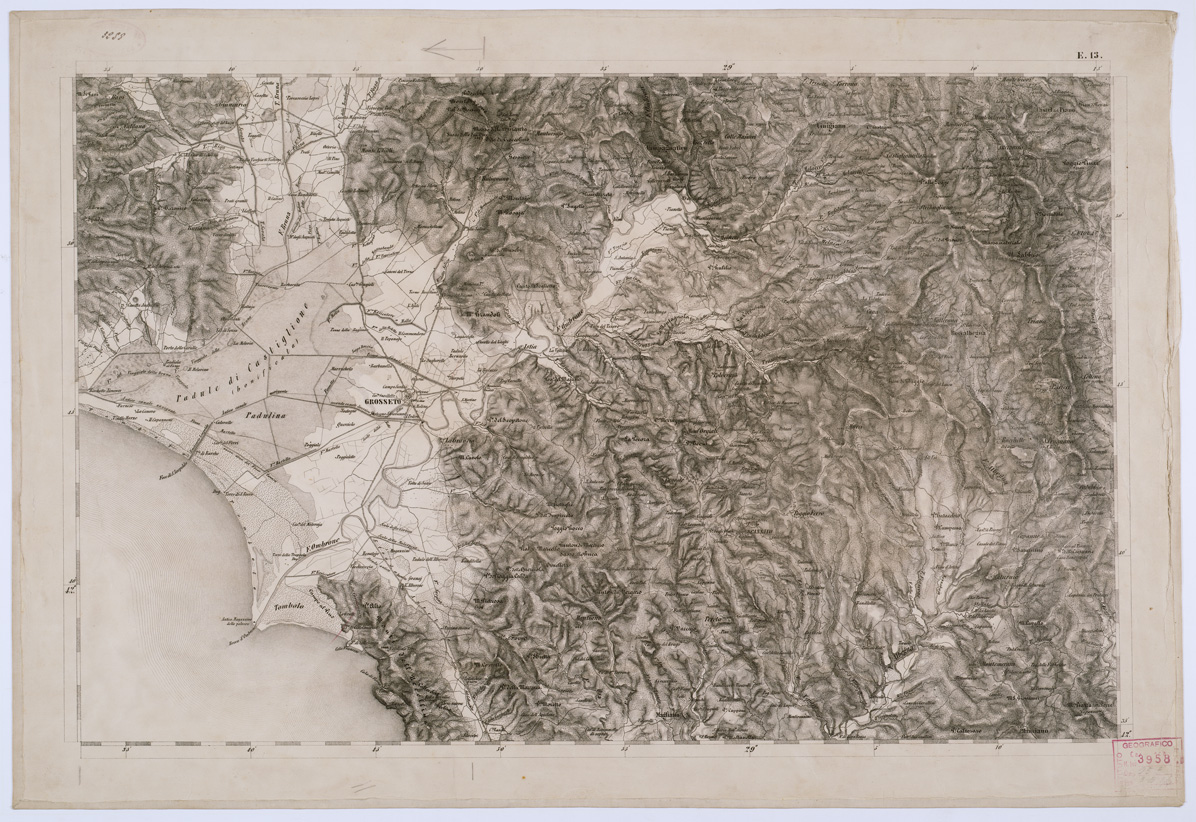 (N:8139) CARTA TOPOGRAFICA DELLO STATO PONTIFICIO E DEL GRAN-DUCATO DI TOSCANA - Tavola E. 13 (B0000206) Carte e stampe antiche: riproduzione a colori su carta (formato A1)