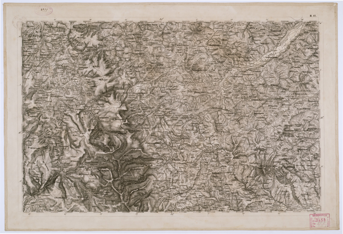(N:8167) CARTA TOPOGRAFICA DELLO STATO PONTIFICIO E DEL GRAN-DUCATO DI TOSCANA - Tavola H. 12 (B0000210) Carte e stampe antiche: riproduzione a colori su carta (formato A1)