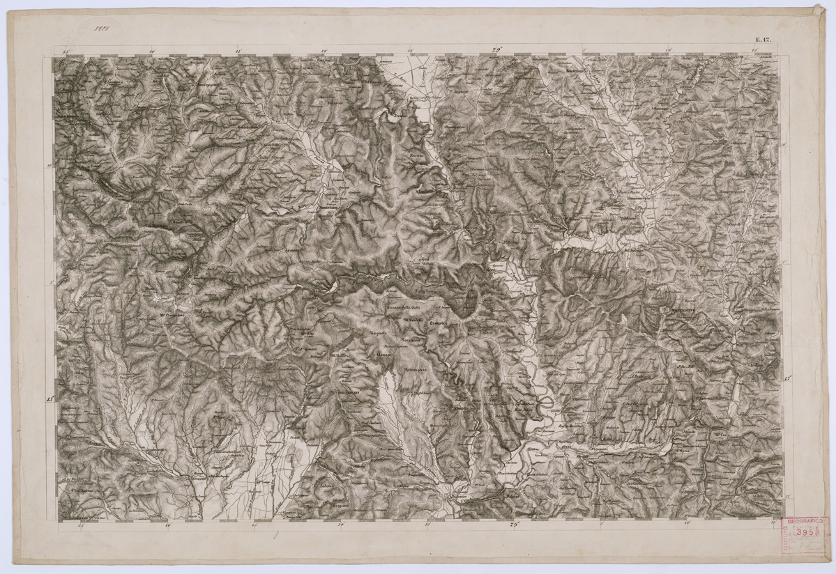 (N:8138) CARTA TOPOGRAFICA DELLO STATO PONTIFICIO E DEL GRAN-DUCATO DI TOSCANA - Tavola E. 12 (B0000211) Carte e stampe antiche: riproduzione a colori su carta (formato A1)