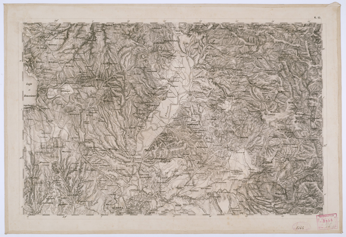 (N:8160) CARTA TOPOGRAFICA DELLO STATO PONTIFICIO E DEL GRAN-DUCATO DI TOSCANA - Tavola G. 15 (B0000212) Carte e stampe antiche: riproduzione a colori su carta (formato A1)