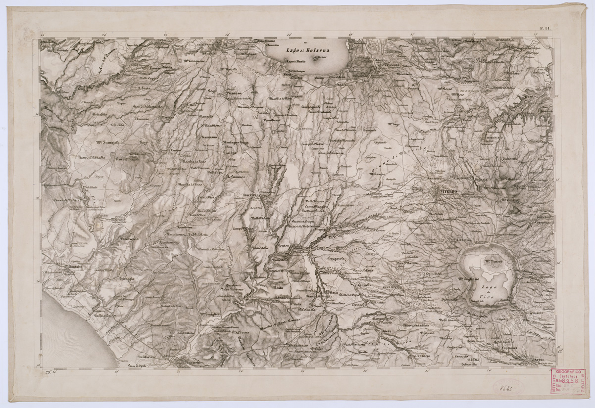 (N:8149) CARTA TOPOGRAFICA DELLO STATO PONTIFICIO E DEL GRAN-DUCATO DI TOSCANA - Tavola F. 14 (B0000220) Carte e stampe antiche: riproduzione a colori su carta (formato A1)