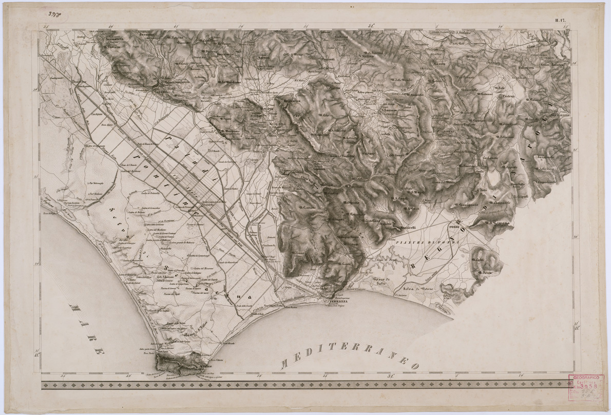 (N:8172) CARTA TOPOGRAFICA DELLO STATO PONTIFICIO E DEL GRAN-DUCATO DI TOSCANA - Tavola H. 17 (B0000223) Carte e stampe antiche: riproduzione a colori su carta (formato A1)