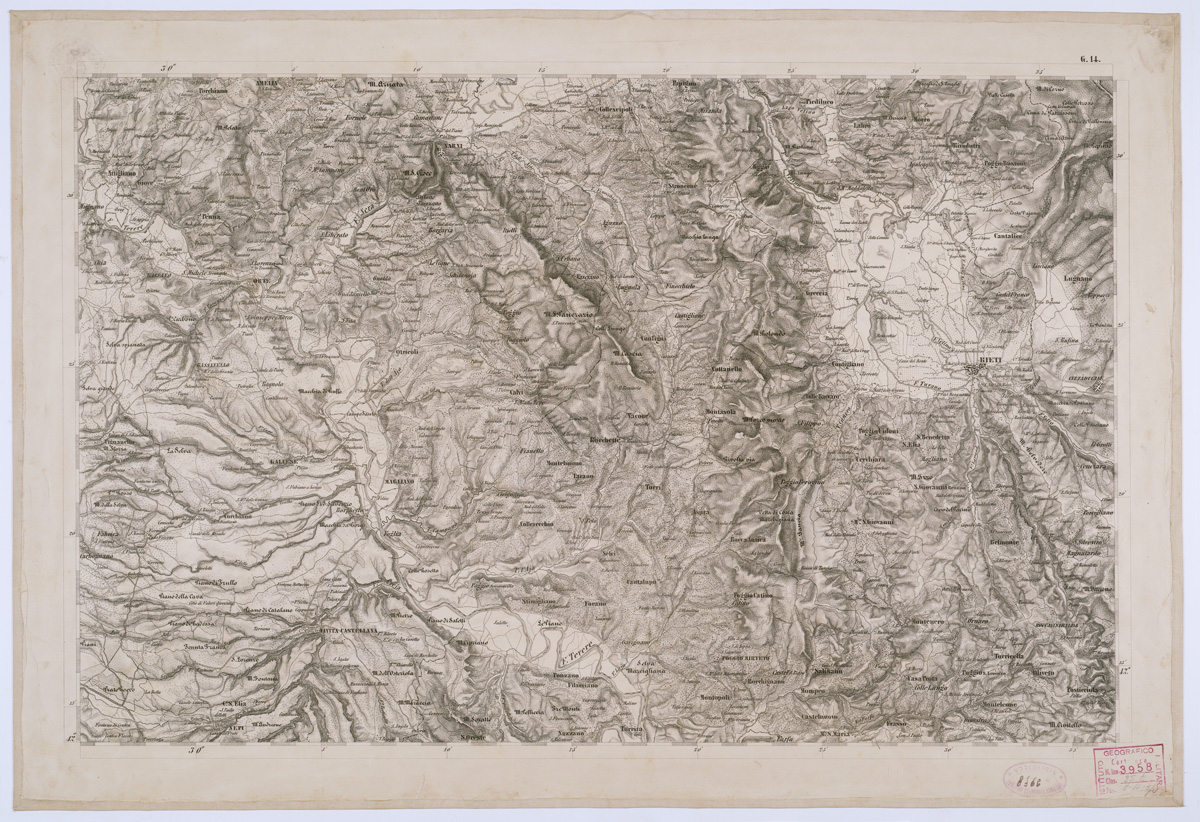 (N:8159) CARTA TOPOGRAFICA DELLO STATO PONTIFICIO E DEL GRAN-DUCATO DI TOSCANA - Tavola G. 14 (B0000224) Carte e stampe antiche: riproduzione a colori su carta (formato A1)