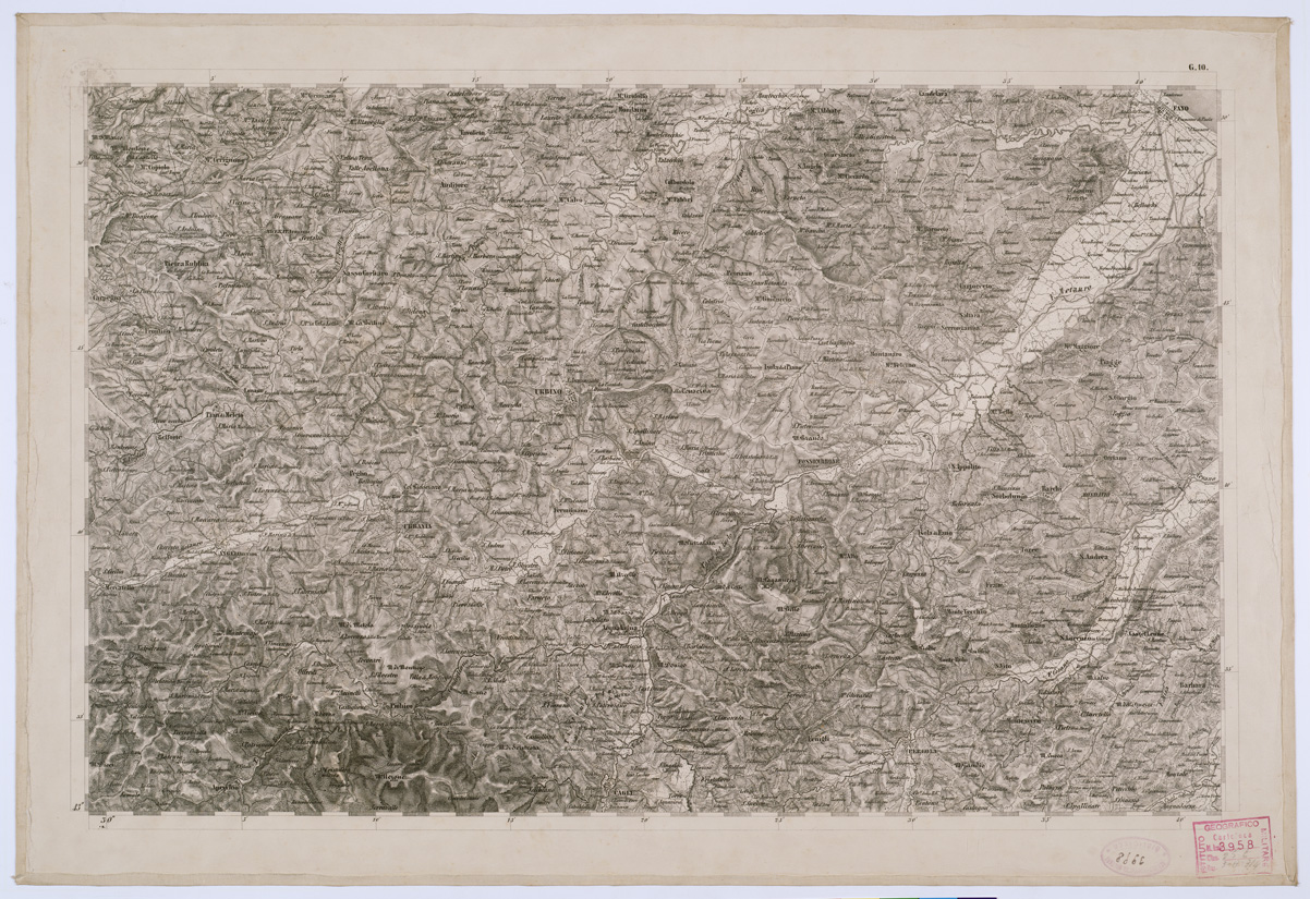 (N:8155) CARTA TOPOGRAFICA DELLO STATO PONTIFICIO E DEL GRAN-DUCATO DI TOSCANA - Tavola G. 10 (B0000227) Carte e stampe antiche: riproduzione a colori su carta (formato A1)