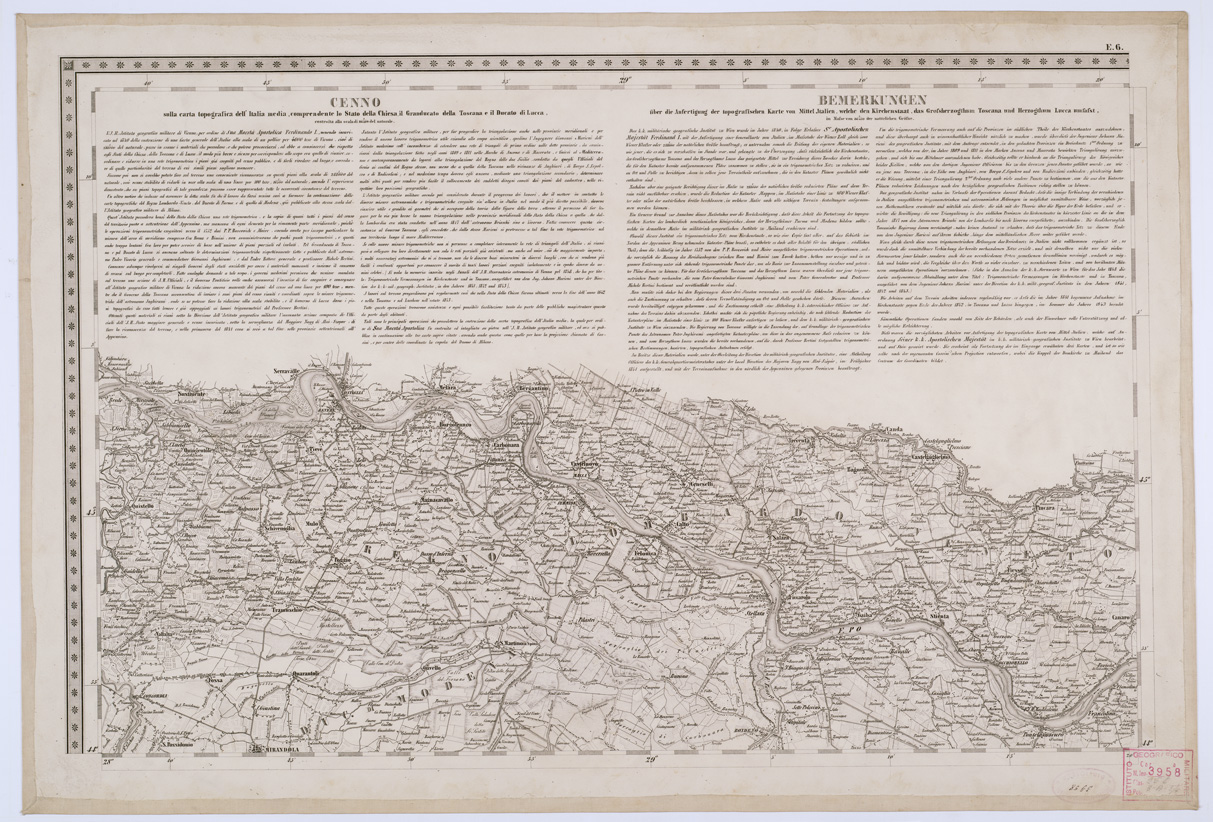 (N:8141) CARTA TOPOGRAFICA DELLO STATO PONTIFICIO E DEL GRAN-DUCATO DI TOSCANA - Tavola E. 6 (B0000228) Carte e stampe antiche: riproduzione a colori su carta (formato A1)