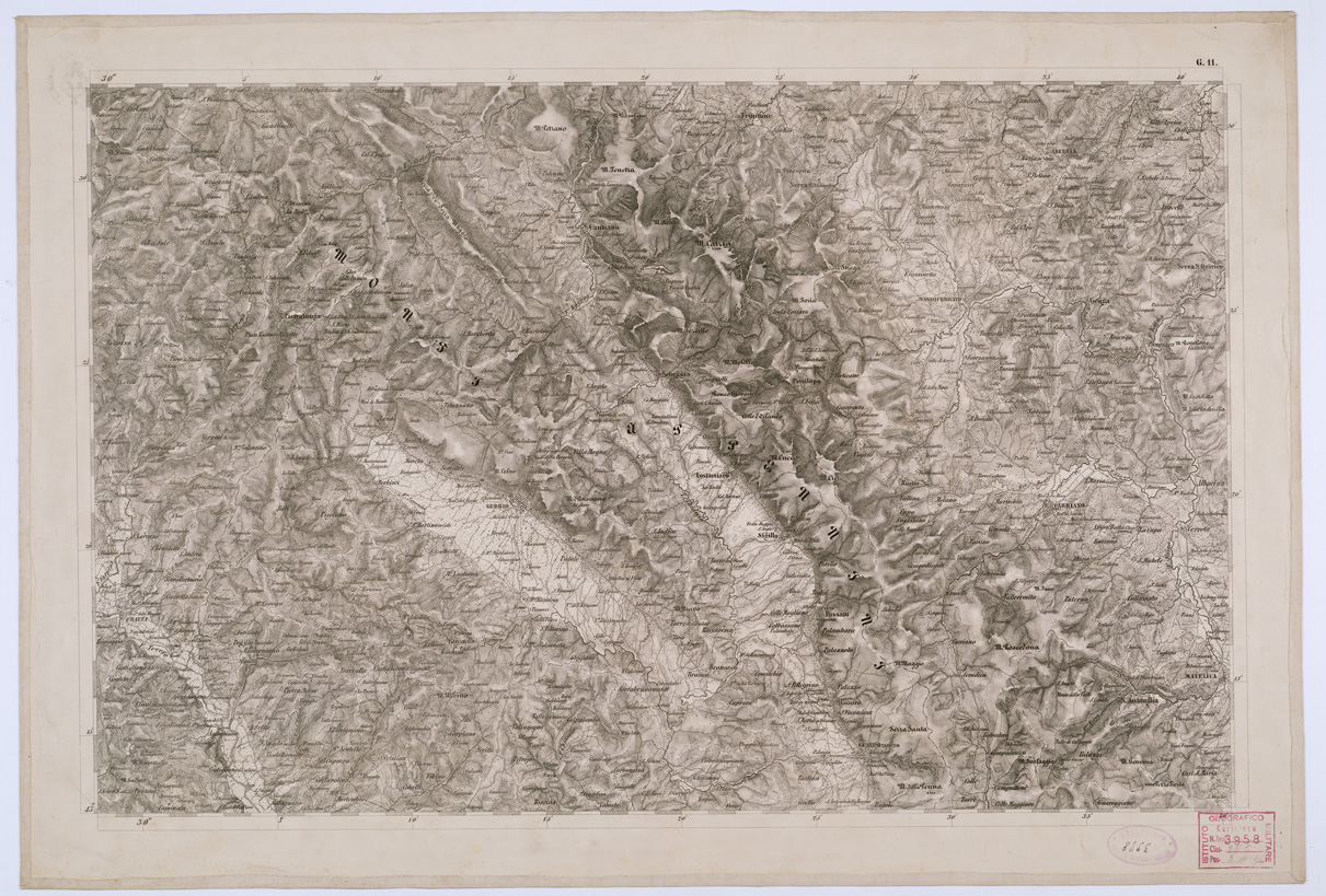 (N:8156) CARTA TOPOGRAFICA DELLO STATO PONTIFICIO E DEL GRAN-DUCATO DI TOSCANA - Tavola G. 11 (B0000229) Carte e stampe antiche: riproduzione a colori su carta (formato A1)