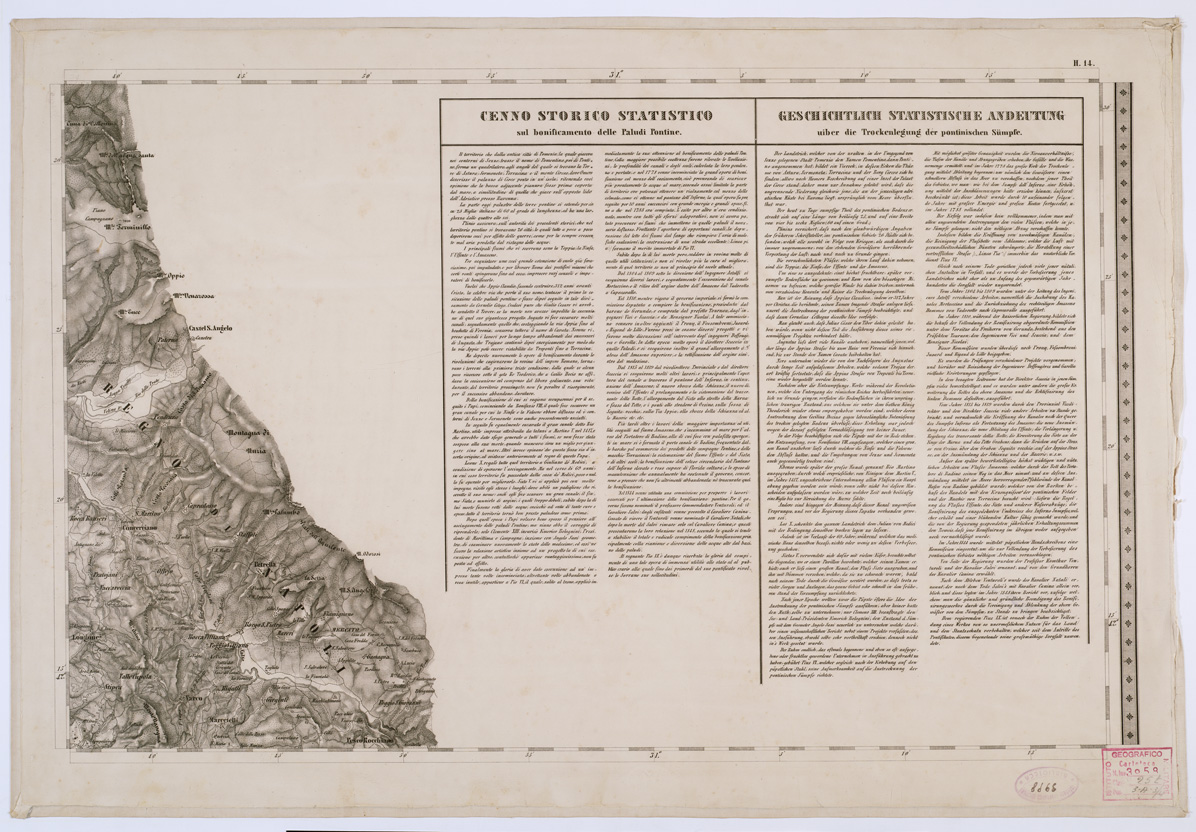 (N:8169) CARTA TOPOGRAFICA DELLO STATO PONTIFICIO E DEL GRAN-DUCATO DI TOSCANA - Tavola H. 14 (B0000237) Carte e stampe antiche: riproduzione a colori su carta (formato A1)