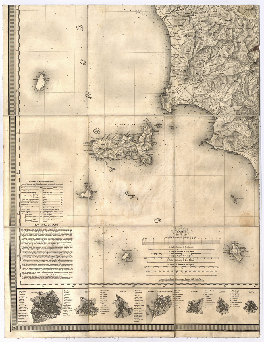 (N:15675) CARTA GEOMETRICA DELLA TOSCANA RICAVATA DAL VERO NELLA PROPORZIONE DI 1:200.000 E DEDICATA A S. A. I. E R. LEOPOLDO II PRINCIPE IMPER.LE D'AUSTRIA, ECC., DAL SUO OSSEQUIOSISSIMO SERVO, ECC., GIOVANNI INGHIRAMI - Coll. Pasqui n. 15 - Foglio 3 (B0000252) Carte e stampe antiche: riproduzione a colori su carta (formato A1)