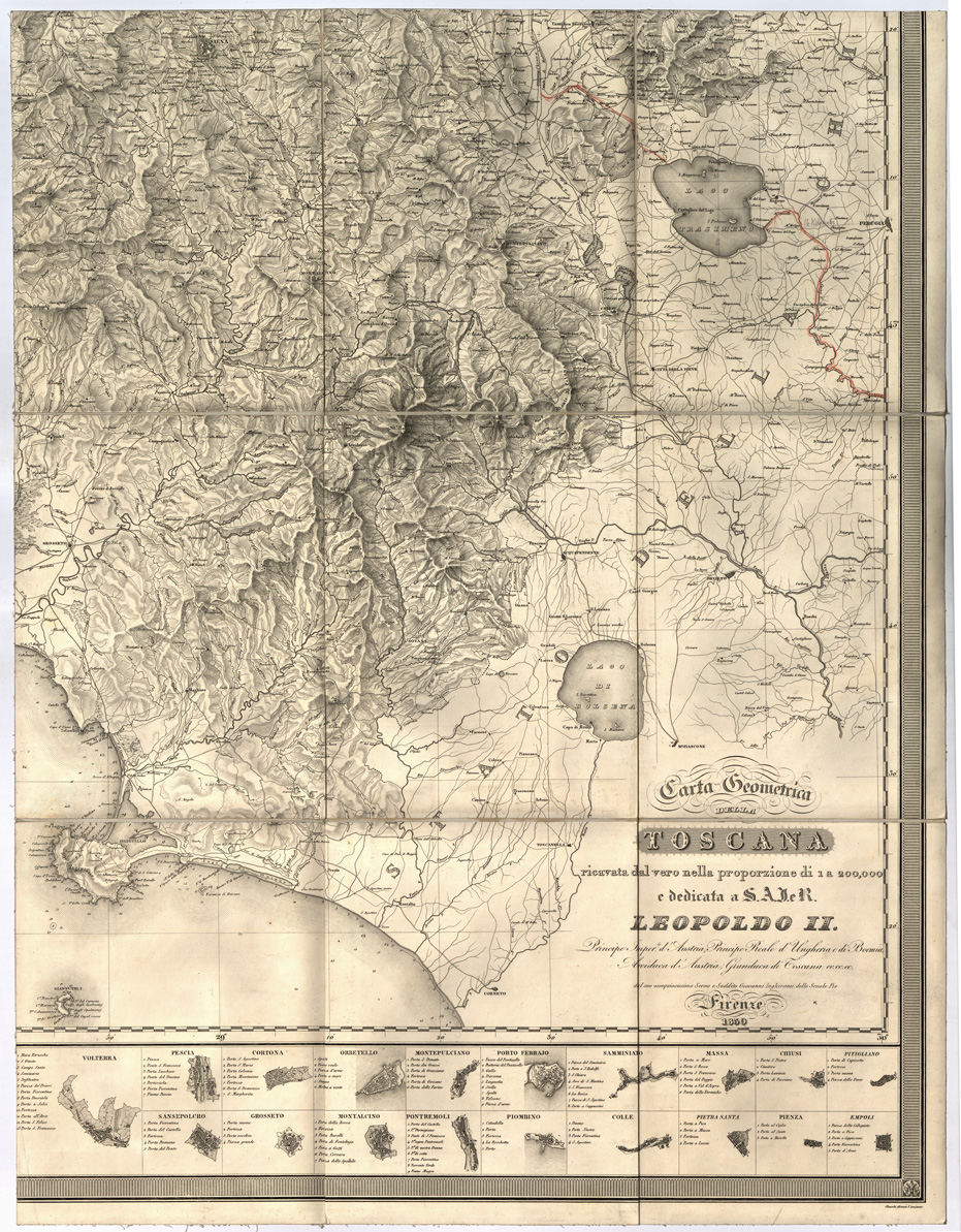(N:15674) CARTA GEOMETRICA DELLA TOSCANA RICAVATA DAL VERO NELLA PROPORZIONE DI 1:200.000 E DEDICATA A S. A. I. E R. LEOPOLDO II PRINCIPE IMPER.LE D'AUSTRIA, ECC., DAL SUO OSSEQUIOSISSIMO SERVO, ECC., GIOVANNI INGHIRAMI - Coll. Pasqui n. 15 - Foglio 4 (B0000253) Carte e stampe antiche: riproduzione a colori su carta (formato A1)