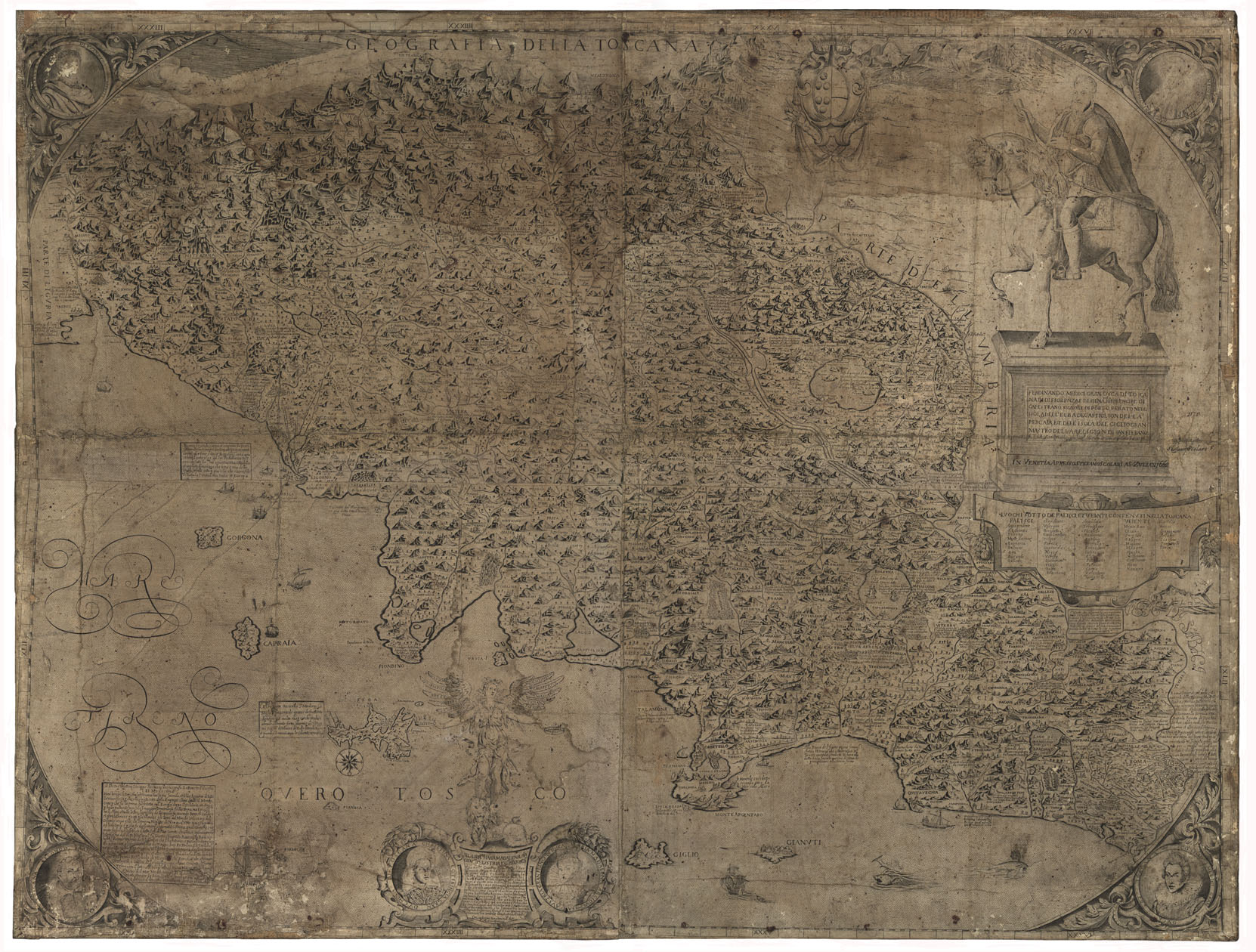 (N:10392) GEOGRAFIA DELLA TOSCANA (B0000255) Carte e stampe antiche: riproduzione a colori su carta (formato A1)