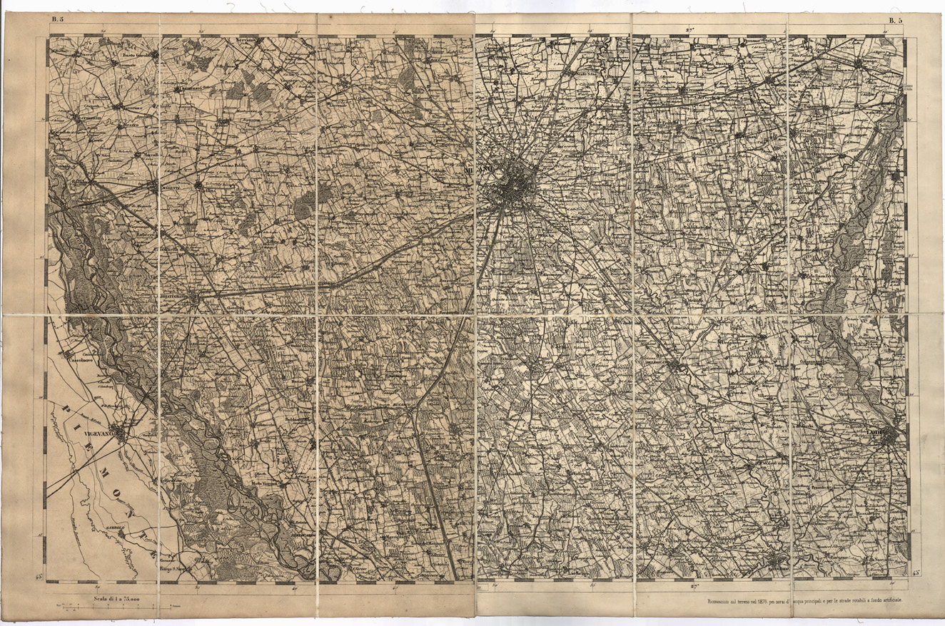 (N:7696) CARTA TOPOGRAFICA DELLA LOMBARDIA, DEL VENETO E DELL'ITALIA CENTRALE - Tavola B5 (B0000271) Carte e stampe antiche: riproduzione a colori su carta (formato A1)