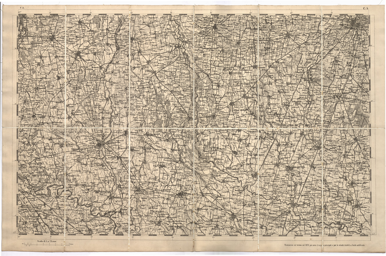 (N:7704) CARTA TOPOGRAFICA DELLA LOMBARDIA, DEL VENETO E DELL'ITALIA CENTRALE - Tavola C5 (B0000276) Carte e stampe antiche: riproduzione a colori su carta (formato A1)
