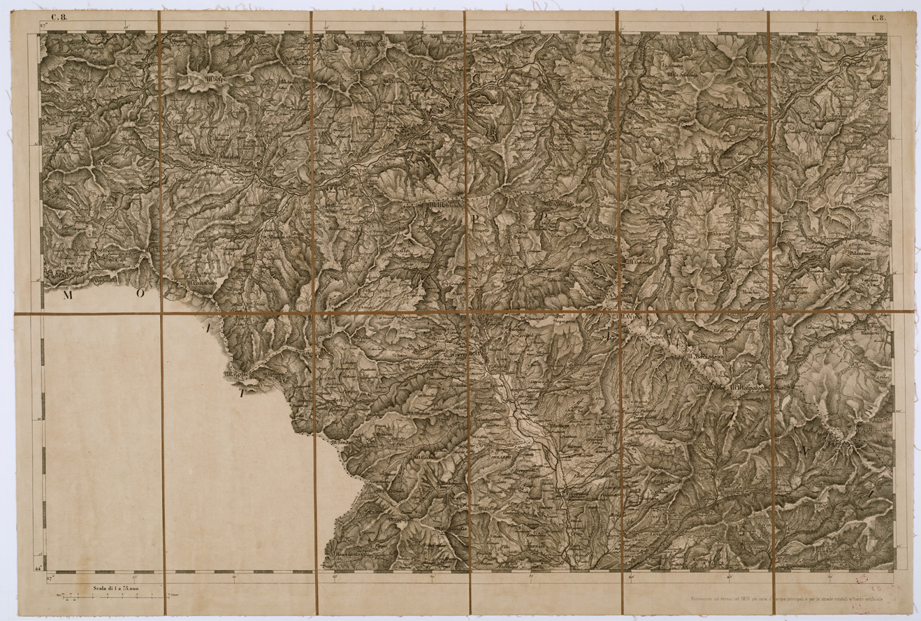 (N:7707) CARTA TOPOGRAFICA DELLA LOMBARDIA, DEL VENETO E DELL'ITALIA CENTRALE - Tavola C8 (B0000279) Carte e stampe antiche: riproduzione a colori su carta (formato A1)