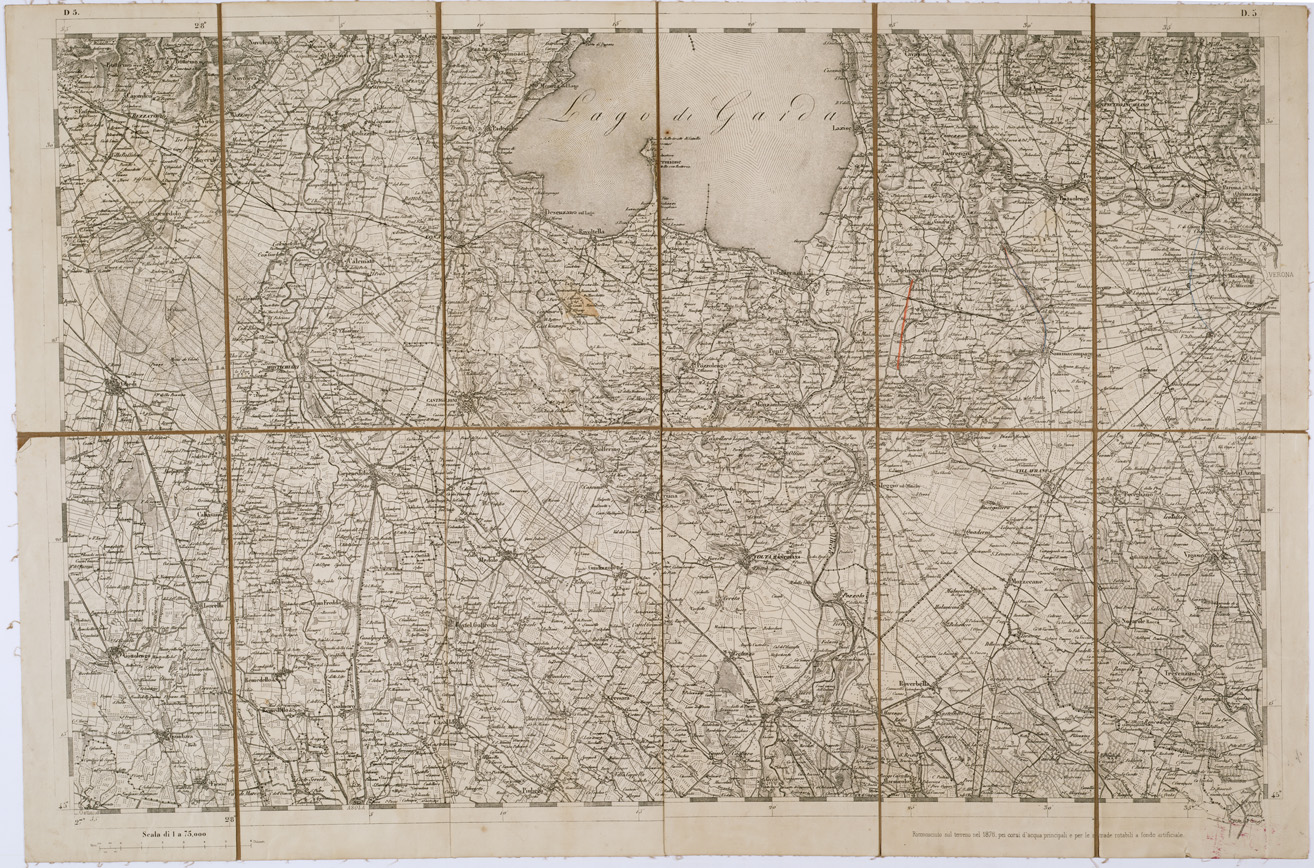 (N:7717) CARTA TOPOGRAFICA DELLA LOMBARDIA, DEL VENETO E DELL'ITALIA CENTRALE - Tavola D5 (B0000285) Carte e stampe antiche: riproduzione a colori su carta (formato A1)