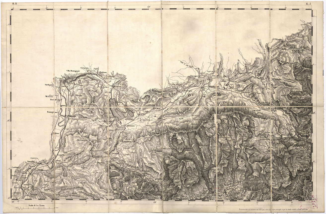 (N:7727) CARTA TOPOGRAFICA DELLA LOMBARDIA, DEL VENETO E DELL'ITALIA CENTRALE - Tavola E3 (B0000291) Carte e stampe antiche: riproduzione a colori su carta (formato A1)