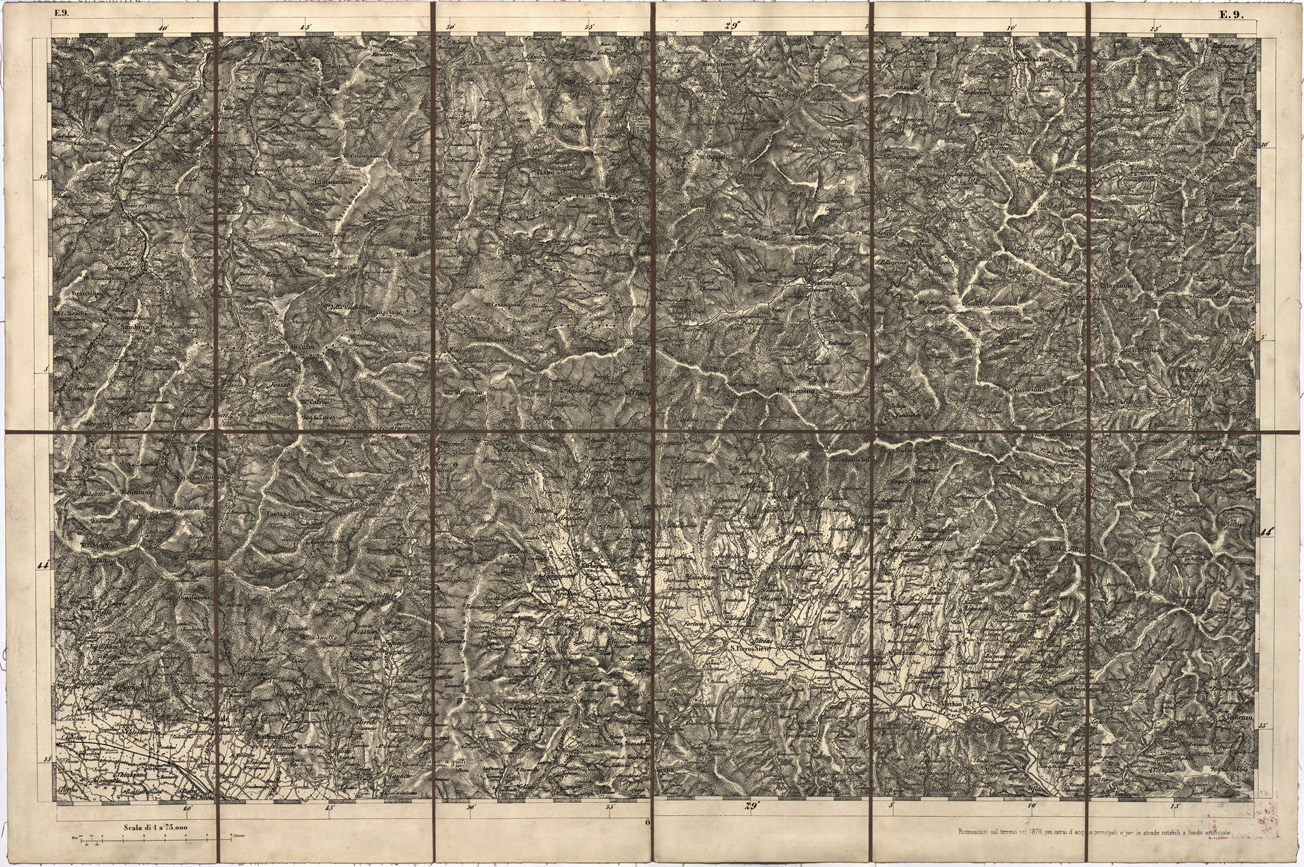 (N:7733) CARTA TOPOGRAFICA DELLA LOMBARDIA, DEL VENETO E DELL'ITALIA CENTRALE - Tavola E9 (B0000297) Carte e stampe antiche: riproduzione a colori su carta (formato A1)