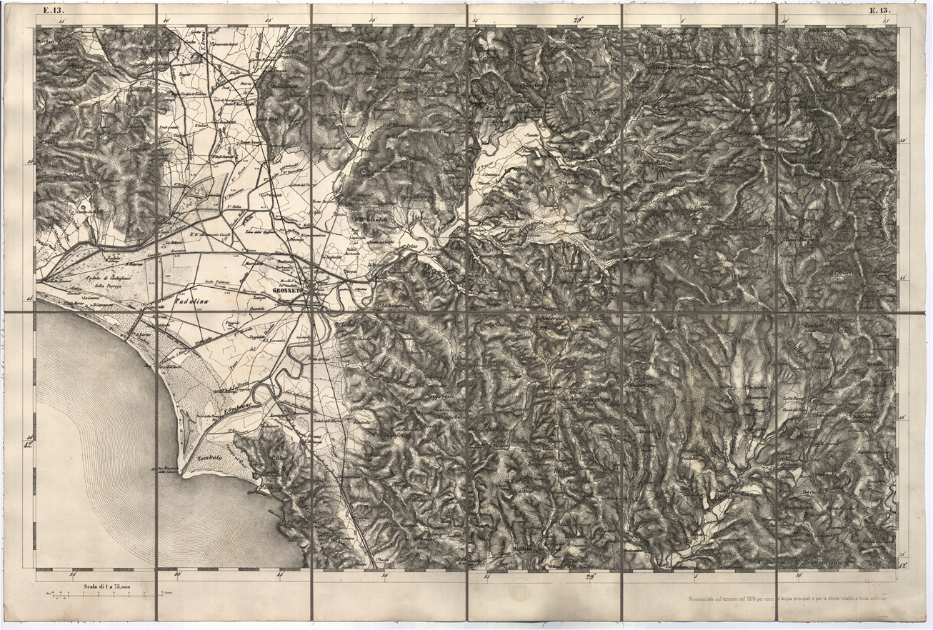 (N:7725) CARTA TOPOGRAFICA DELLA LOMBARDIA, DEL VENETO E DELL'ITALIA CENTRALE - Tavola E13 (B0000301) Carte e stampe antiche: riproduzione a colori su carta (formato A1)