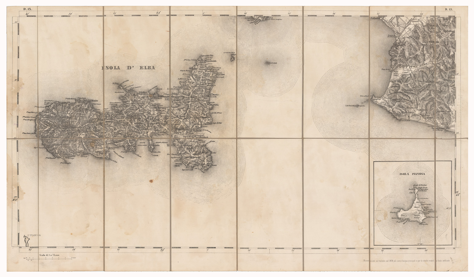 (N:7713) CARTA TOPOGRAFICA DELLA LOMBARDIA, DEL VENETO E DELL'ITALIA CENTRALE - Tavola D13 (B0000303) Carte e stampe antiche: riproduzione a colori su carta (formato A1)
