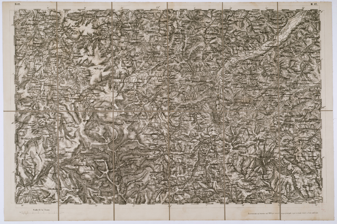 (N:7769) CARTA TOPOGRAFICA DELLA LOMBARDIA, DEL VENETO E DELL'ITALIA CENTRALE - Tavola H12 (B0000311) Carte e stampe antiche: riproduzione a colori su carta (formato A1)