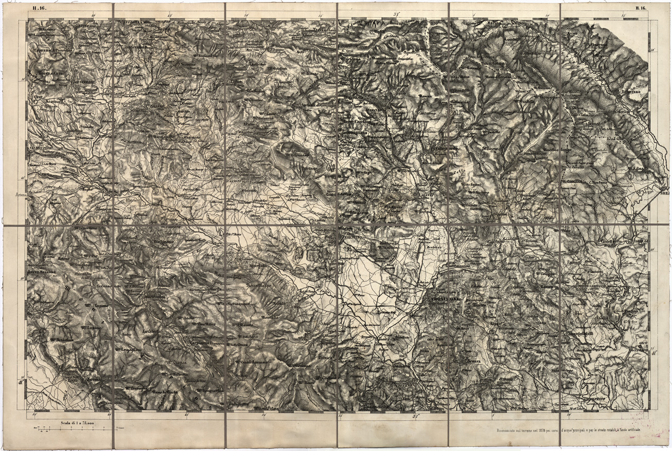 (N:7773) CARTA TOPOGRAFICA DELLA LOMBARDIA, DEL VENETO E DELL'ITALIA CENTRALE - Tavola H16 (B0000313) Carte e stampe antiche: riproduzione a colori su carta (formato A1)