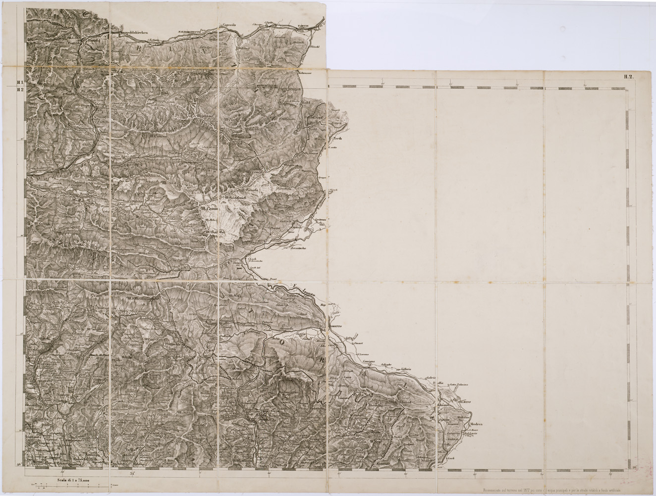 (N:7775) CARTA TOPOGRAFICA DELLA LOMBARDIA, DEL VENETO E DELL'ITALIA CENTRALE - Tavola H2 (B0000316) Carte e stampe antiche: riproduzione a colori su carta (formato A1)