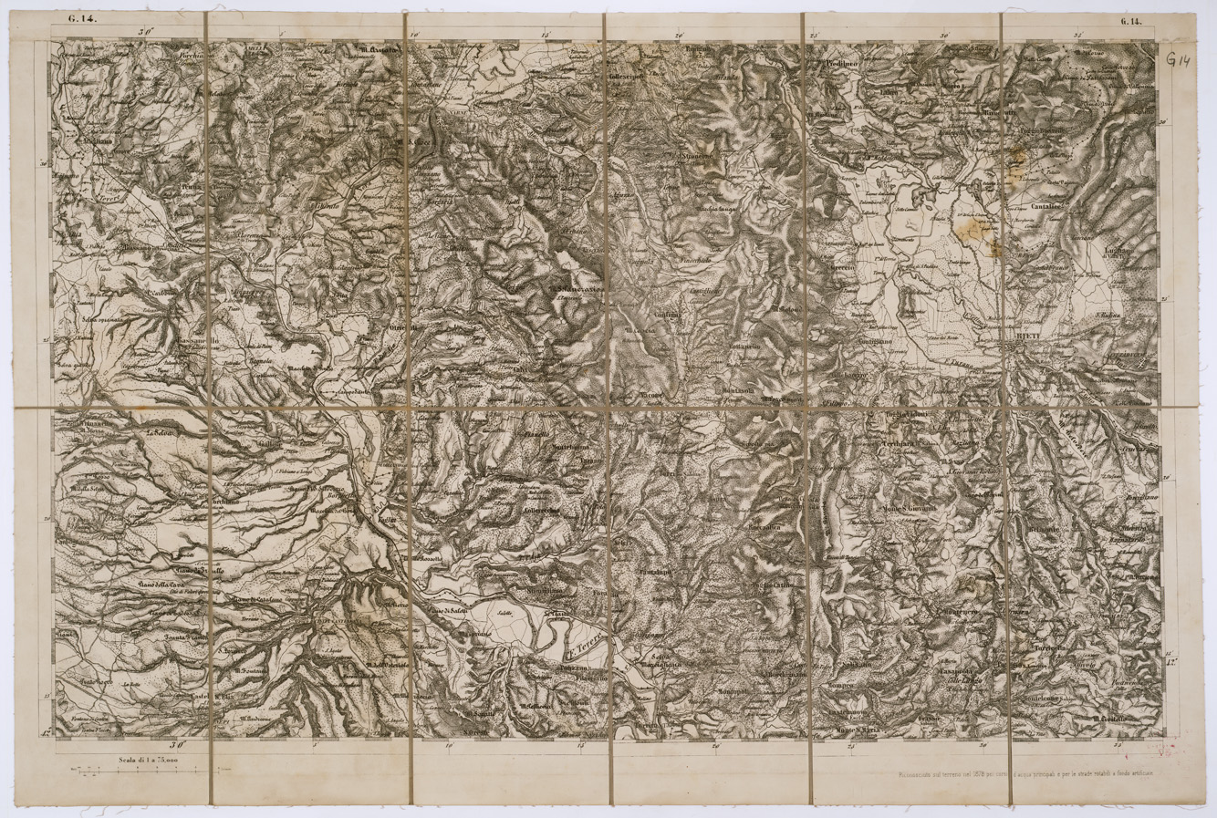 (N:7756) CARTA TOPOGRAFICA DELLA LOMBARDIA, DEL VENETO E DELL'ITALIA CENTRALE - Tavola G14 (B0000320) Carte e stampe antiche: riproduzione a colori su carta (formato A1)