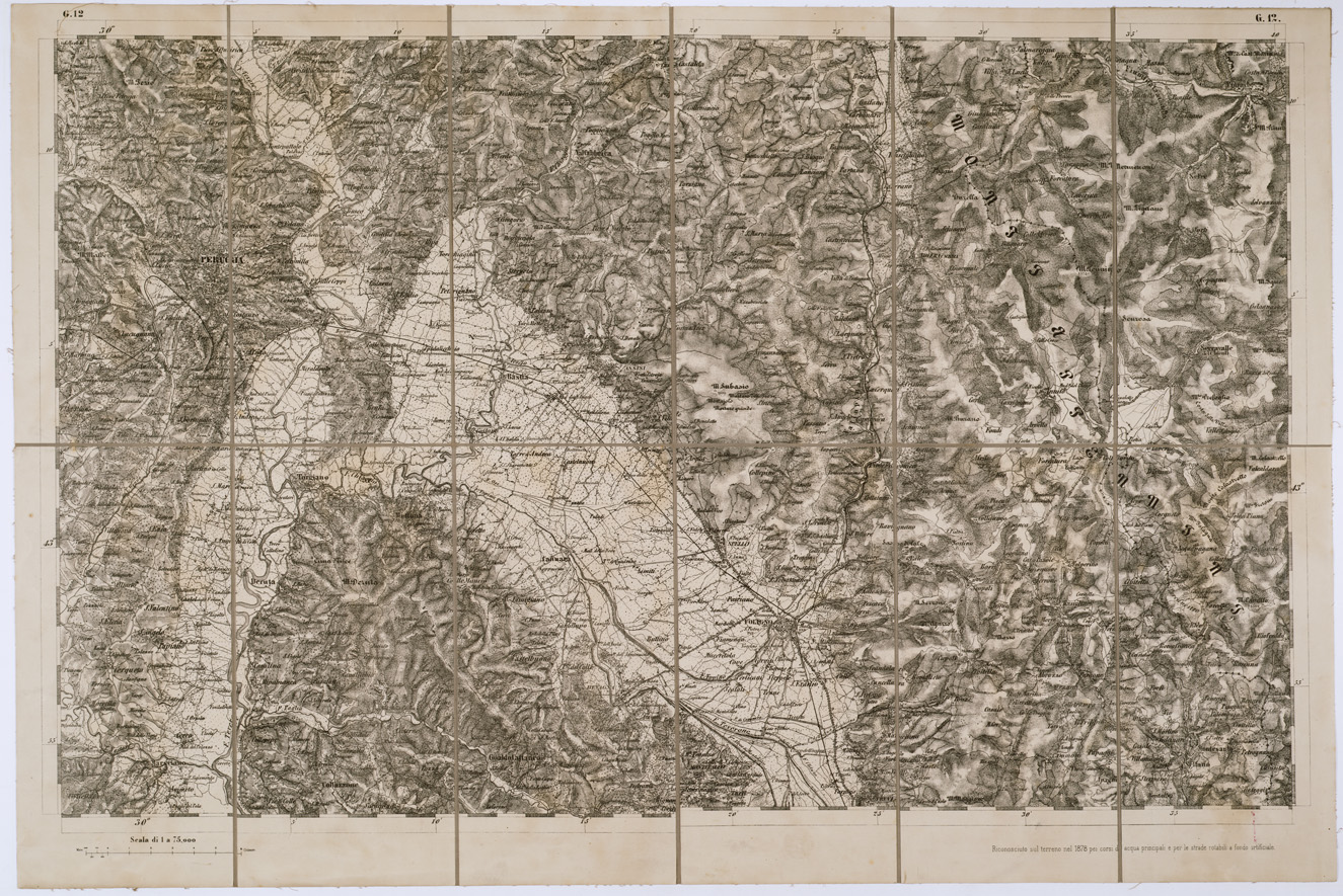 (N:7754) CARTA TOPOGRAFICA DELLA LOMBARDIA, DEL VENETO E DELL'ITALIA CENTRALE - Tavola G12 (B0000322) Carte e stampe antiche: riproduzione a colori su carta (formato A1)