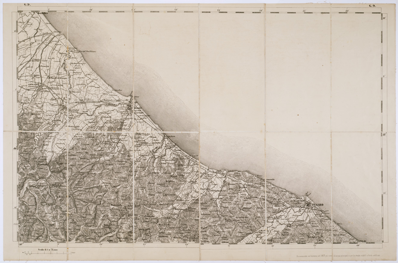 (N:7765) CARTA TOPOGRAFICA DELLA LOMBARDIA, DEL VENETO E DELL'ITALIA CENTRALE - Tavola G9 (B0000326, B0000329) Carte e stampe antiche: riproduzione a colori su carta (formato A1)