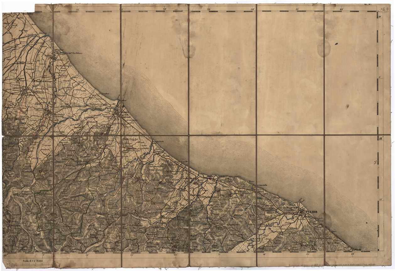 (N:7765) CARTA TOPOGRAFICA DELLA LOMBARDIA, DEL VENETO E DELL'ITALIA CENTRALE - Tavola G9 (B0000326, B0000329) Carte e stampe antiche: riproduzione a colori su carta (formato A1)
