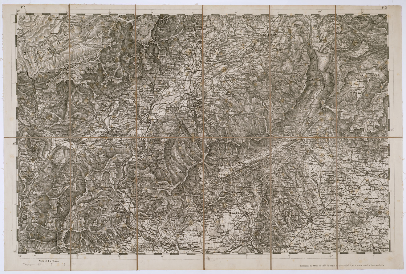 (N:7743) CARTA TOPOGRAFICA DELLA LOMBARDIA, DEL VENETO E DELL'ITALIA CENTRALE - Tavola F3 (B0000330) Carte e stampe antiche: riproduzione a colori su carta (formato A1)