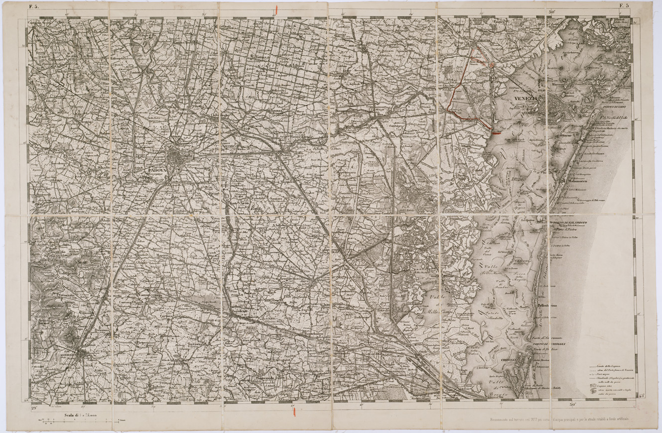 (N:7745) CARTA TOPOGRAFICA DELLA LOMBARDIA, DEL VENETO E DELL'ITALIA CENTRALE - Tavola F5 (B0000331) Carte e stampe antiche: riproduzione a colori su carta (formato A1)