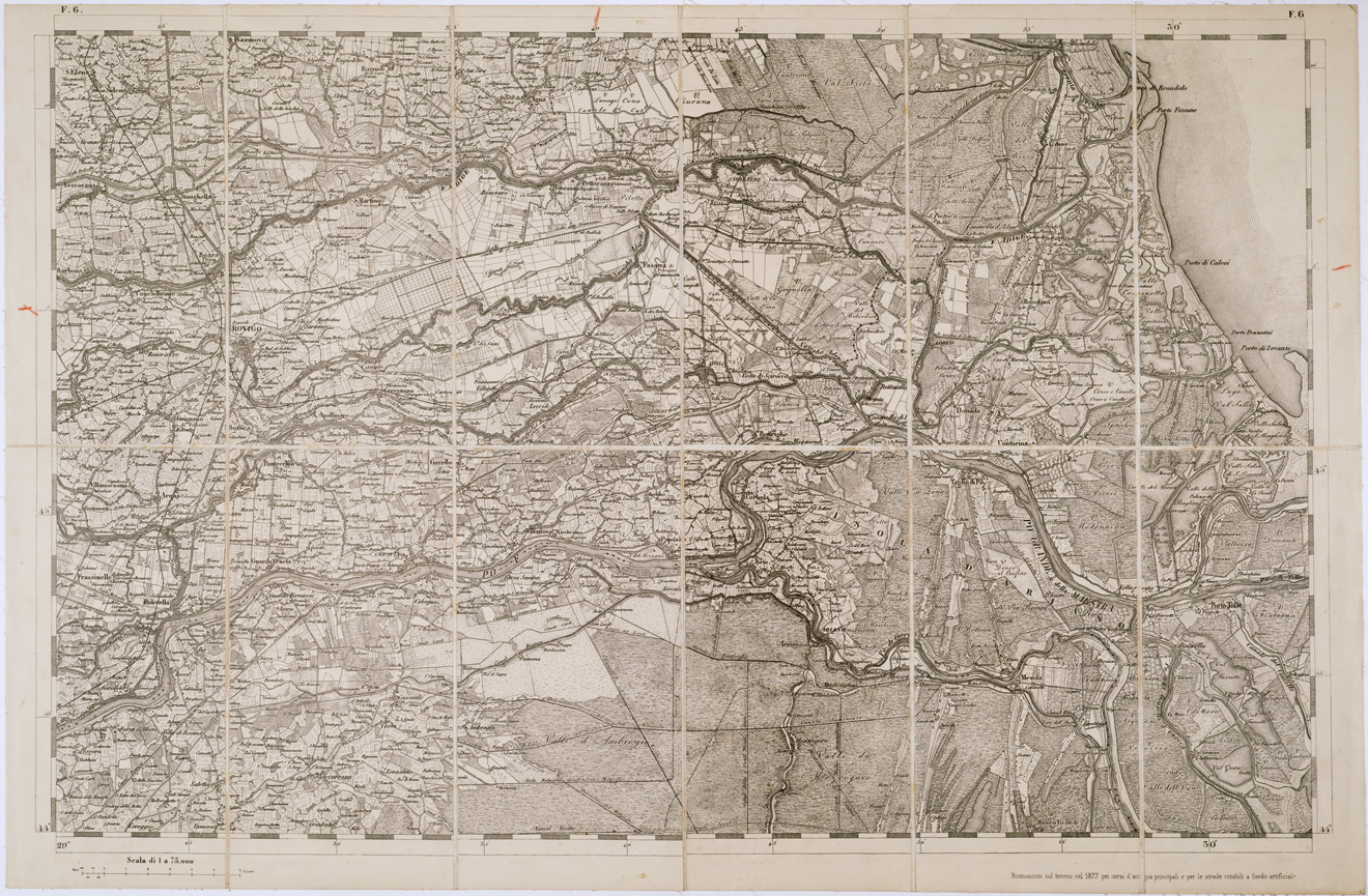 (N:7746) CARTA TOPOGRAFICA DELLA LOMBARDIA, DEL VENETO E DELL'ITALIA CENTRALE - Tavola F6 (B0000332) Carte e stampe antiche: riproduzione a colori su carta (formato A1)