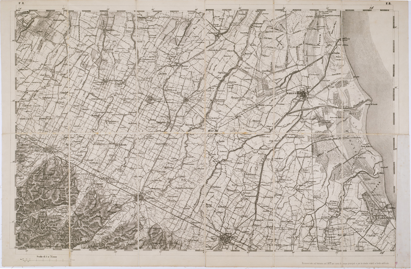 (N:7748) CARTA TOPOGRAFICA DELLA LOMBARDIA, DEL VENETO E DELL'ITALIA CENTRALE - Tavola F8 (B0000334) Carte e stampe antiche: riproduzione a colori su carta (formato A1)