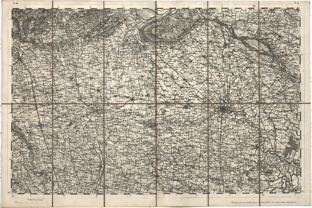 (N:7744) CARTA TOPOGRAFICA DELLA LOMBARDIA, DEL VENETO E DELL'ITALIA CENTRALE - Tavola F4 (B0000336) Carte e stampe antiche: riproduzione a colori su carta (formato A1)