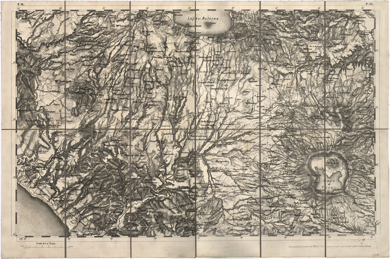 (N:7739) CARTA TOPOGRAFICA DELLA LOMBARDIA, DEL VENETO E DELL'ITALIA CENTRALE - Tavola F14 (B0000342) Carte e stampe antiche: riproduzione a colori su carta (formato A1)